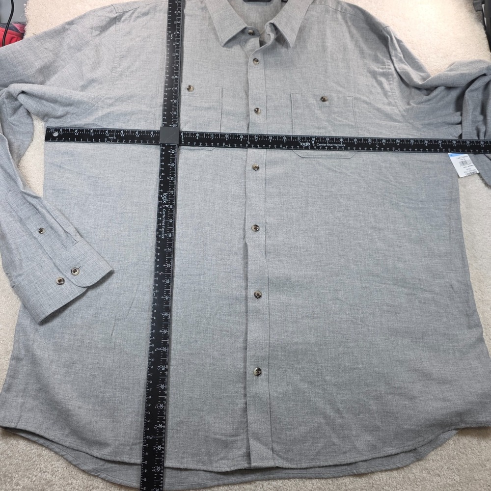 Travis Mathew Shirt Mens 2XL Gray Cloud Flannel Button-Up Dual Chest Pocket NWT - Picture 8 of 10